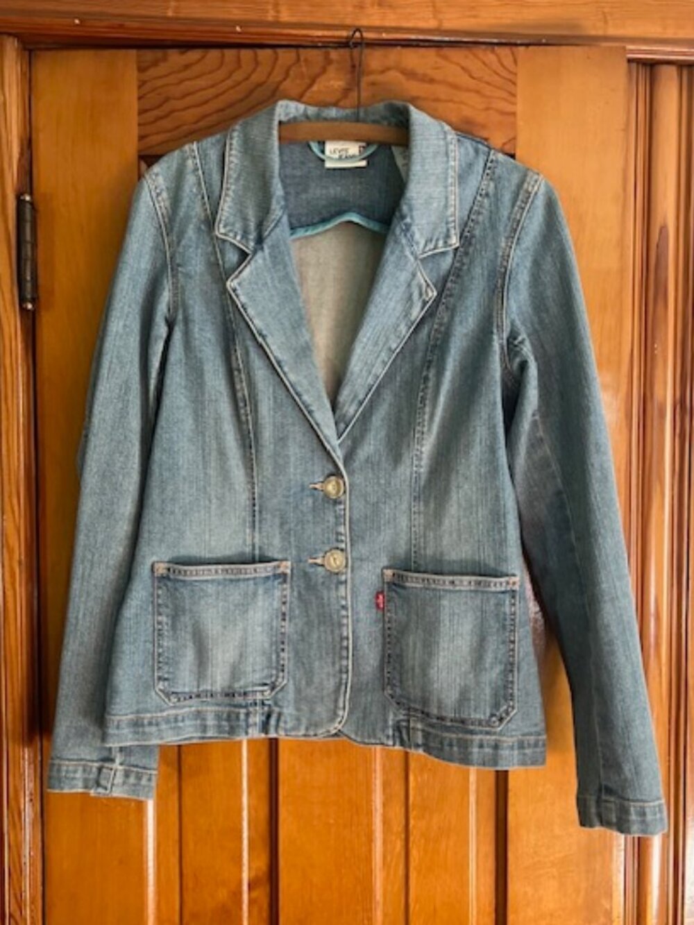 VINTAGE Levi's Tailored Denim Y2K Jean Fitted  Blazer Jacket Women's Medium